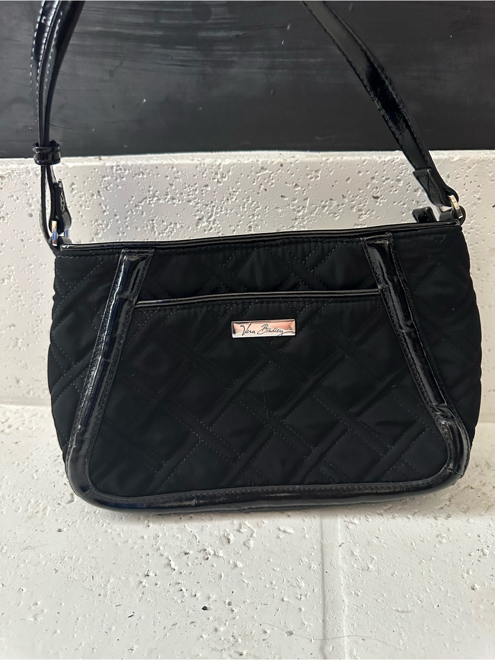 Vera Bradley Black Quilted Crossbody with Patent Trim